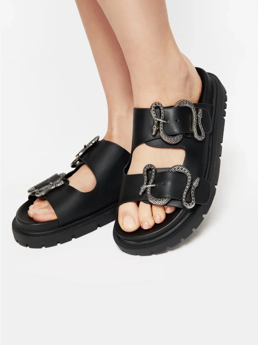 Mamba Snake Buckle Sandals - see size information, they run big. - Picture 7 of 10